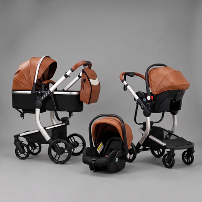 Poussette 3 en 1 Luna Marron